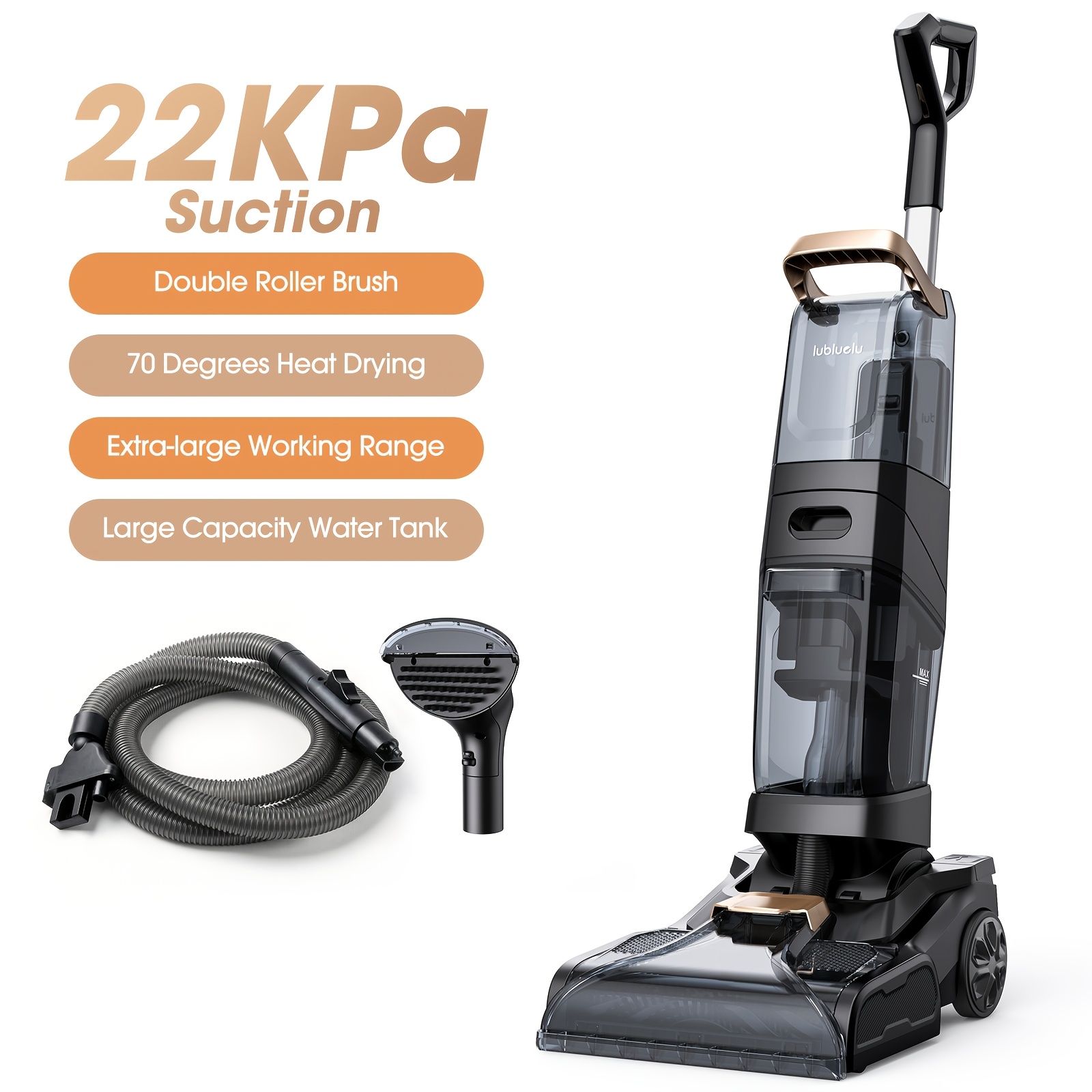 TEMU Lubluelu Lavatappeti , lavamoquette con shampoo, motore da 1000W, super aspirazione 22Kpa, serbatoio da 4L, design a spazzola a rullo e a ,