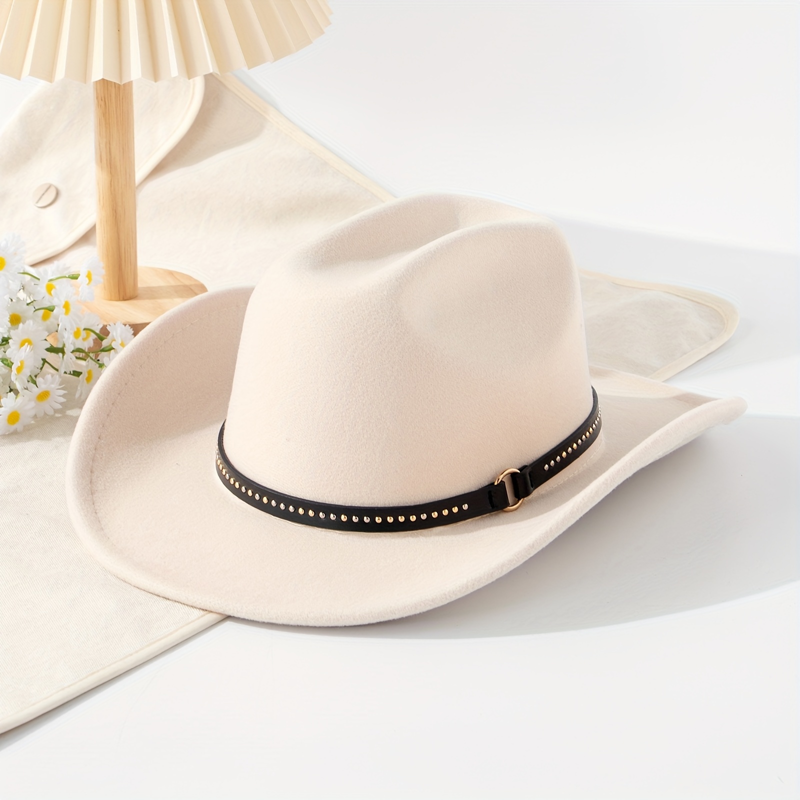 western style tweed textured polyester cowboy hat wide brim  display picture 1