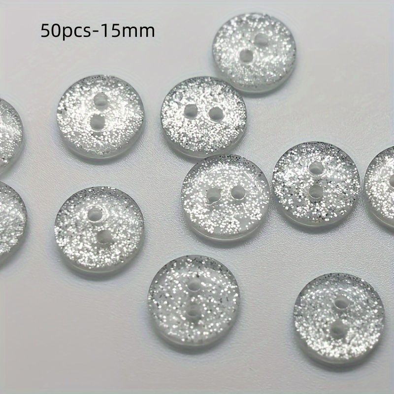 50pcs Resin Sewing Buttons With , 12.5mm/15mm Diameter, Double Holes, White, Plastic Material - Crafts And Scrapbooking