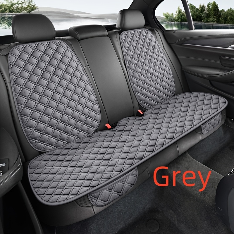 TEMU Cuscino per auto con texture in lino, , traspirante e confortevole, schienale universale per quattro , 2 cuscini lunghi posteriori, 1 cuscino