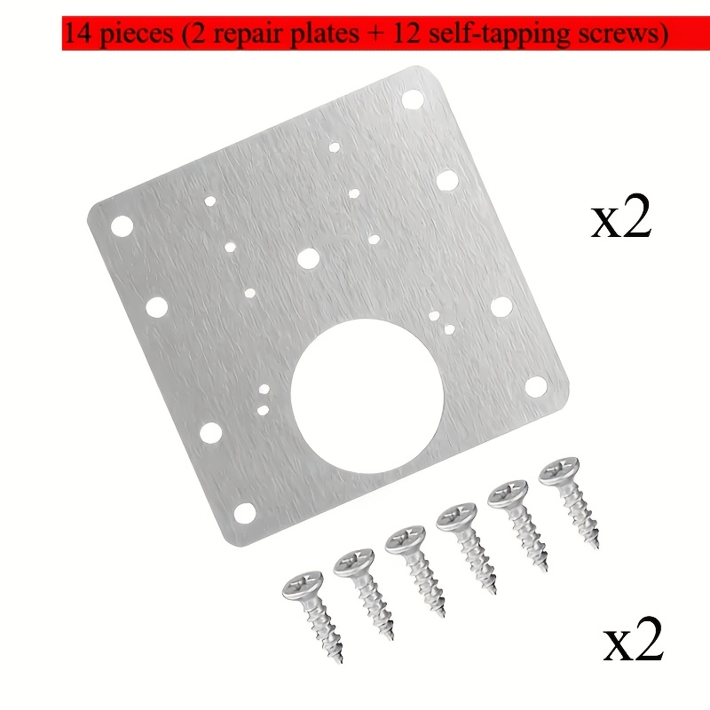 Image of 14pcs (2 Repair Plates 12 Self-tapping) Stainless Steel Cabinet Hinge Repair Plate With Screws, Polished, Door Hinge Fixing Bracket Set, And Strengthen Cabinet Doors