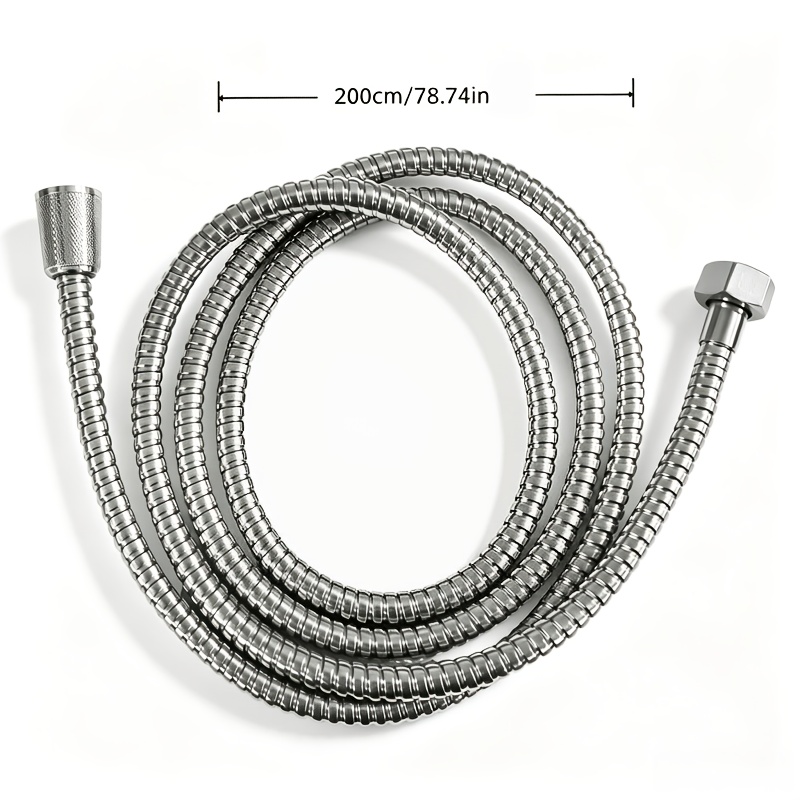 TEMU Tuyau de douche en acier inoxydable de 59,06/78,74 pouces - Rallonge de robinet de salle de bain flexible, -, acier inoxydable, compatible avec