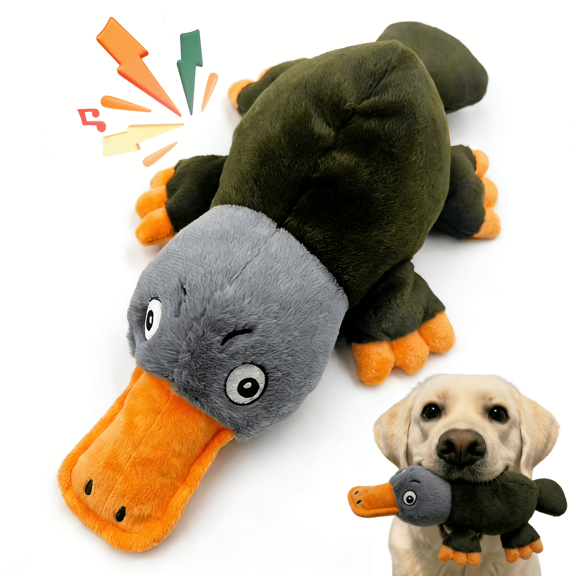 Durable Cute Plush Dog Toy, Interactive Squeaky Stuffed Animal Chew Toy For Small Medium Large Breeds, Tough Tug Of Toy, Without Battery