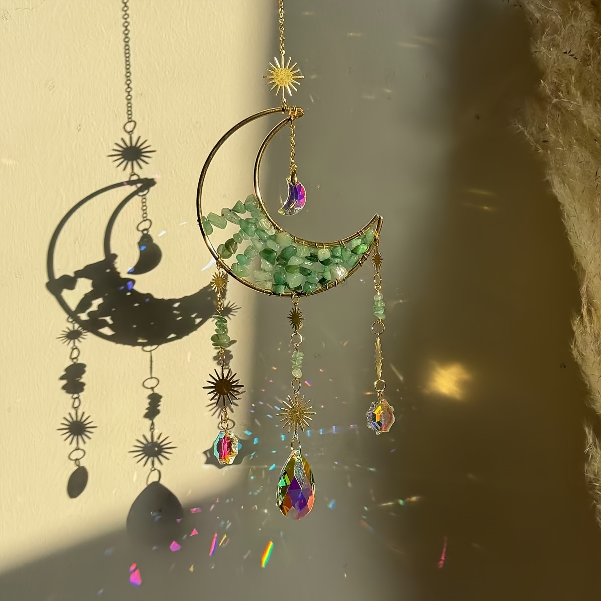 TEMU Atrapasol de Cristal de Luna de - Colgante de Ventana de Prisma de Media Luna Boho Chic para Decoración y Jardín, para de San Valentín y Fiestas