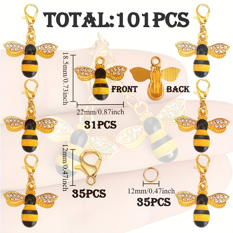 TEMU 101pcs Shiny Rhinestone Bee Keychain Set For Diy Craft Keychains, Fashionable Bee Theme, Bee Keychains Are Ideal For Valentine's Day,