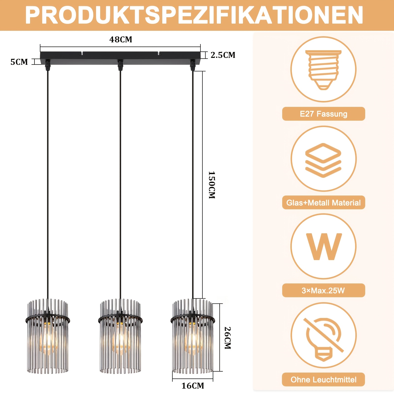 Image of Black 2-candle/3-candle Pendant Light Dining Table E27 Pendant Lamp Retro Dining Table Lamp Hanging Glass For Room - Bulb Not Included