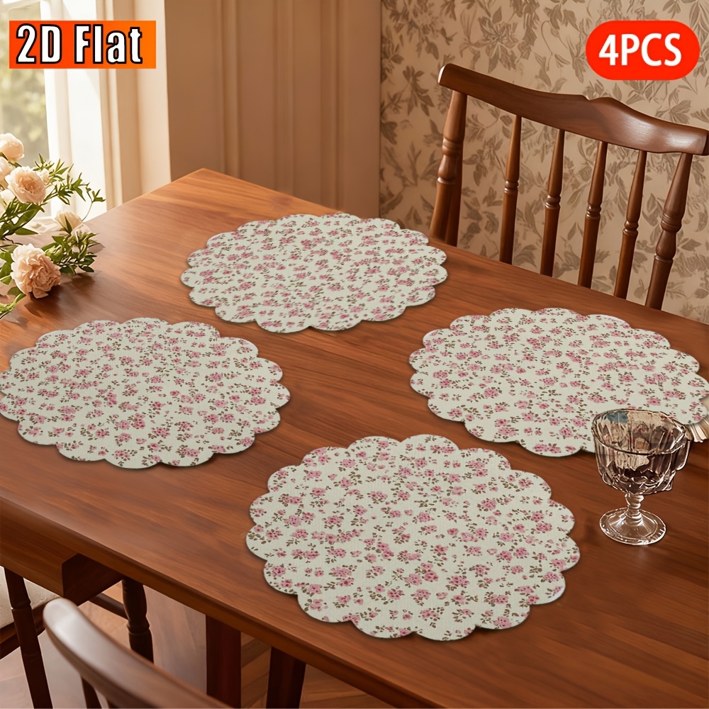 TEMU Tovagliette 2D piatte, 4 pezzi, Rosa , Tovagliette da con pizzo a , Adatte per sala da , cucina, riunioni festive, Apparecchiatura , Multiuso,