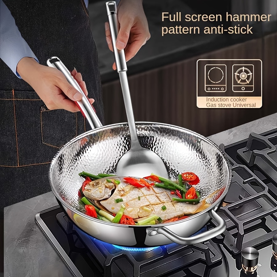 

No-coating Healthy And Safe Sus304 Stainless Steel Pot, Pan, Frying Pan, Pot, Home Use, Stir-frying Pot, Electric Stove, Gas Stove, Universal 0-coating Flat Bottom Pot