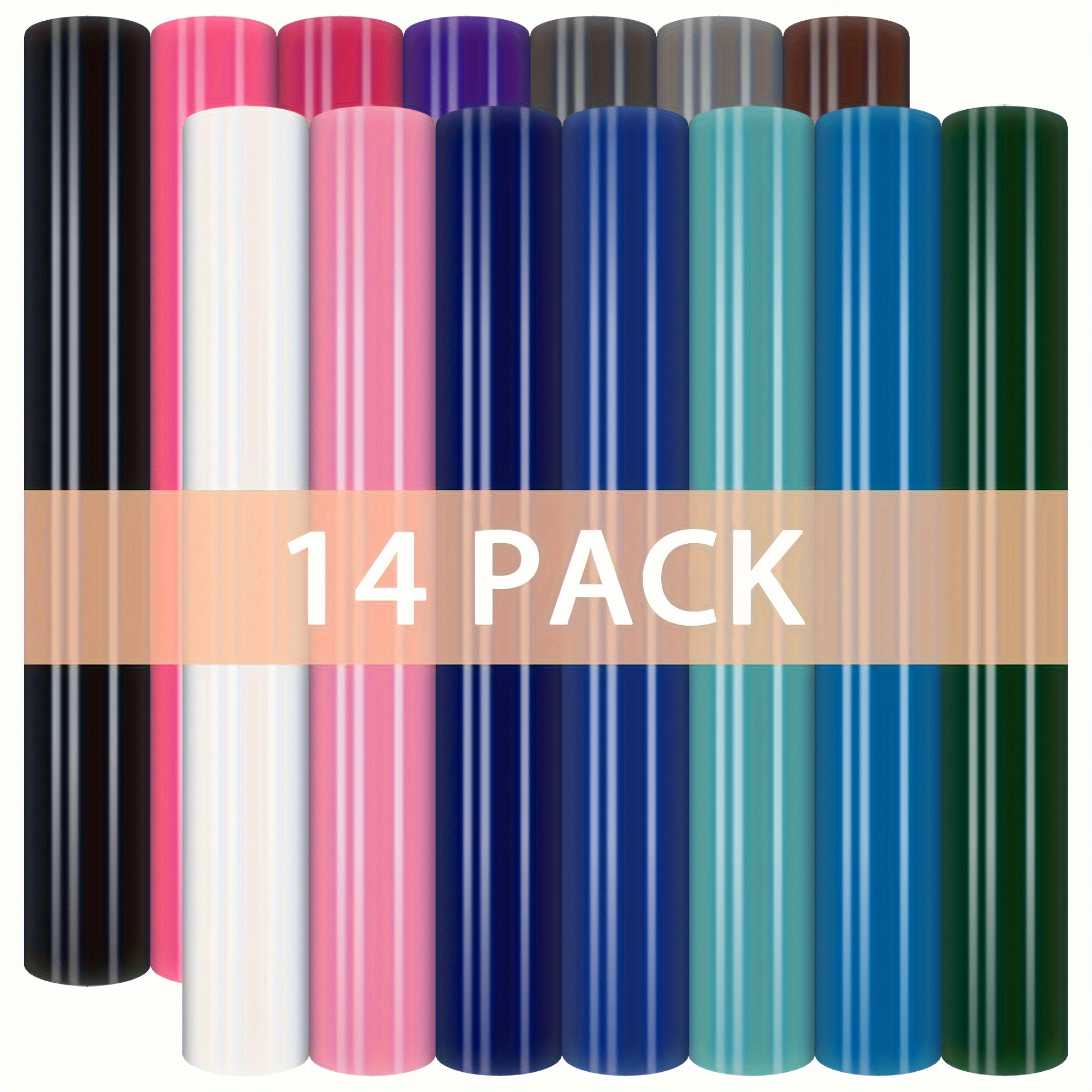 14pcs Glossy Permanent Vinyl Set, 12-inch X 10-inch Craft Permanent Vinyl Sheets, Compatible With Most Cutting Machines, Glossy Vinyl For Craft Cutting And Diy Projects, Suitable For