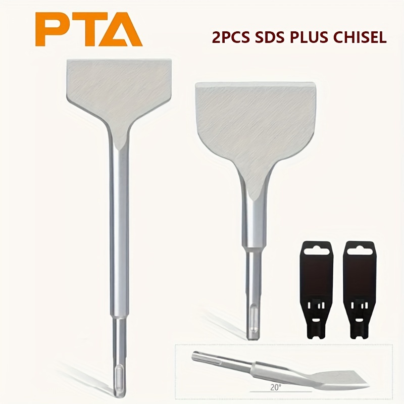 

2-piece Set Sds Plus Chisel 3-inch Wide Cranked Handle Tile Removal Tools, 45 Gauge Steel Material With 20° Bend And Surface