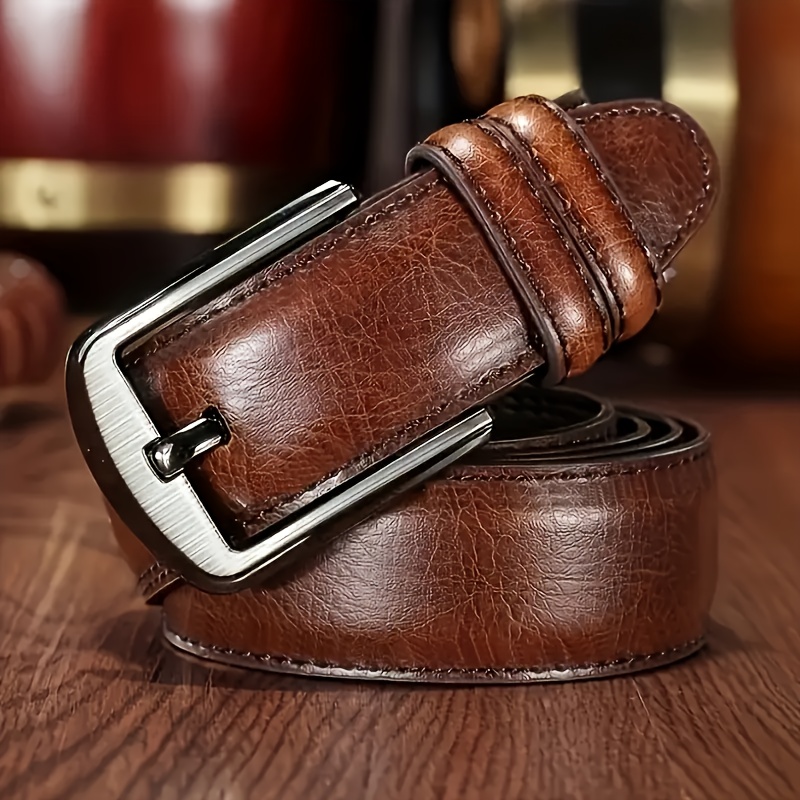 luxury mens leather belt vintage distressed black with square metal soft genuine leather for business casual wear durable stylish gift for him valentines day fathers day thanksgiving formal accessory sophisticated style busy professionals professional men stylish belt distressed texture premium leather versatile accessory elegant accessory professional wear Product details 3