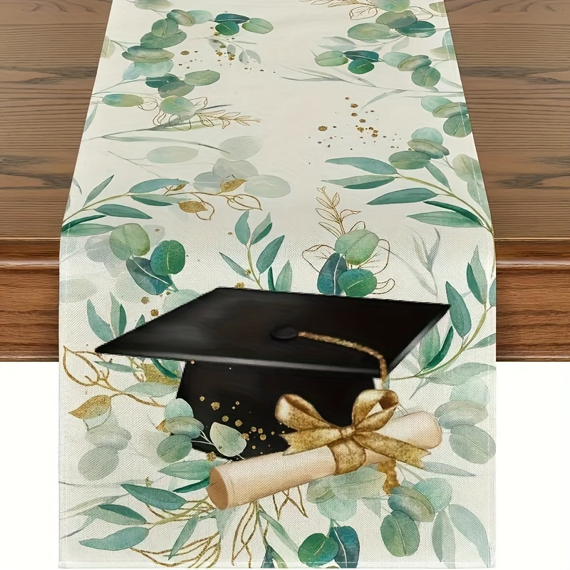 

1pc, Eucalyptus Trencher Cap Graduation Table Runner, Seasonal Holiday Kitchen Dining Table Runner For Home Party Decor