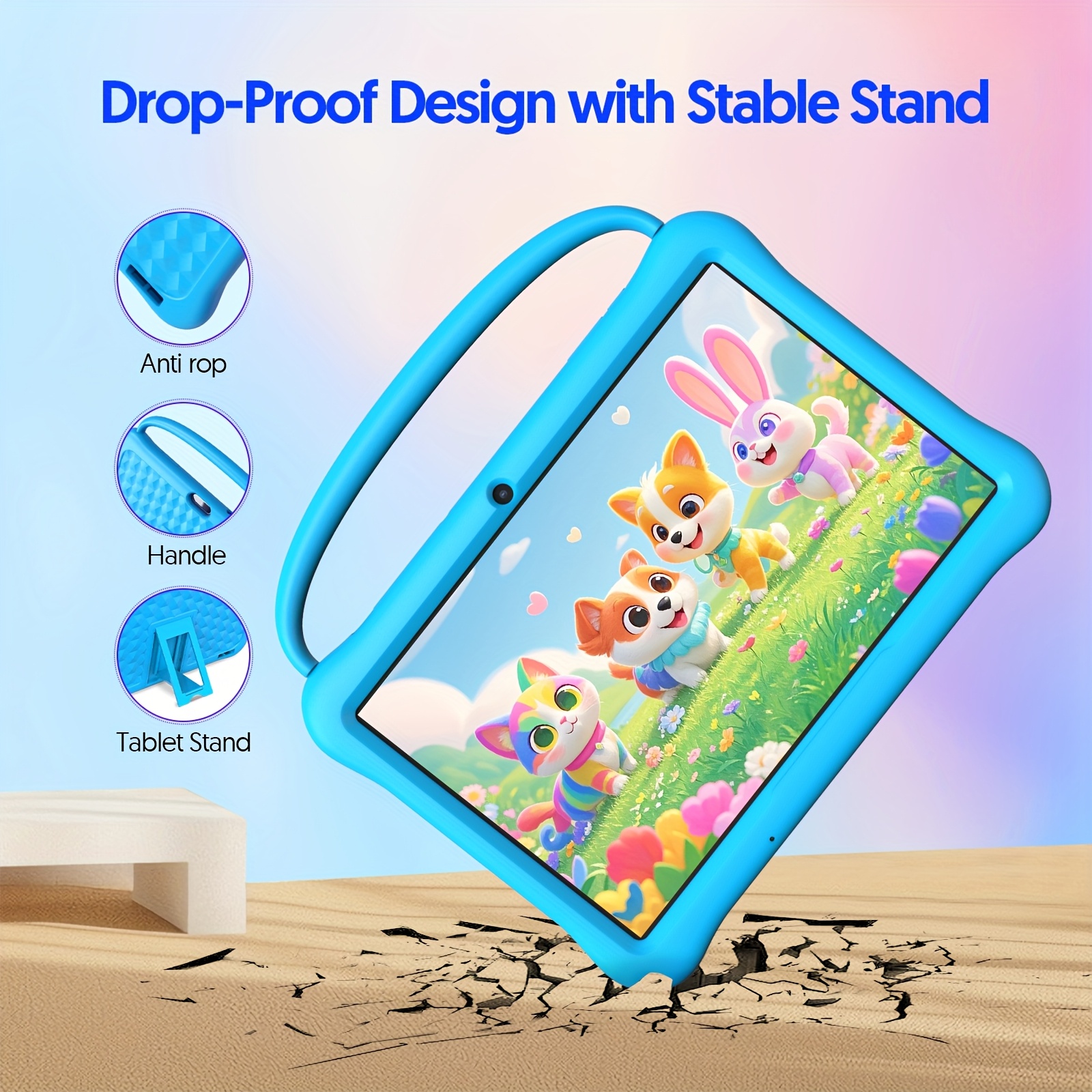 10.1 Inch Tablet, Android 13 Kids Tablet, ATM, 4GB (2+2)RAM, 64GB ROM, Quad Core Processor, 1TB Expandable Memory, 6000 MAh Battery, Dual Camera 2.0MP+8.0MP, 1280*800 HD Touch Screen, Parental Controls, Holiday Gift