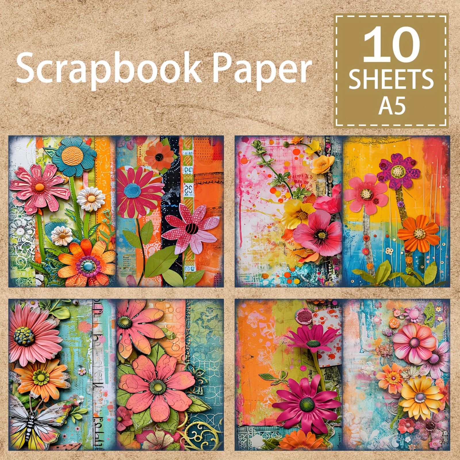 

Floral And Butterfly Scrapbook Paper Set – 10 Sheets A5, Vibrant Diy Craft Backgrounds For Journaling, Planners, And Scrapbooking With Vintage Touch