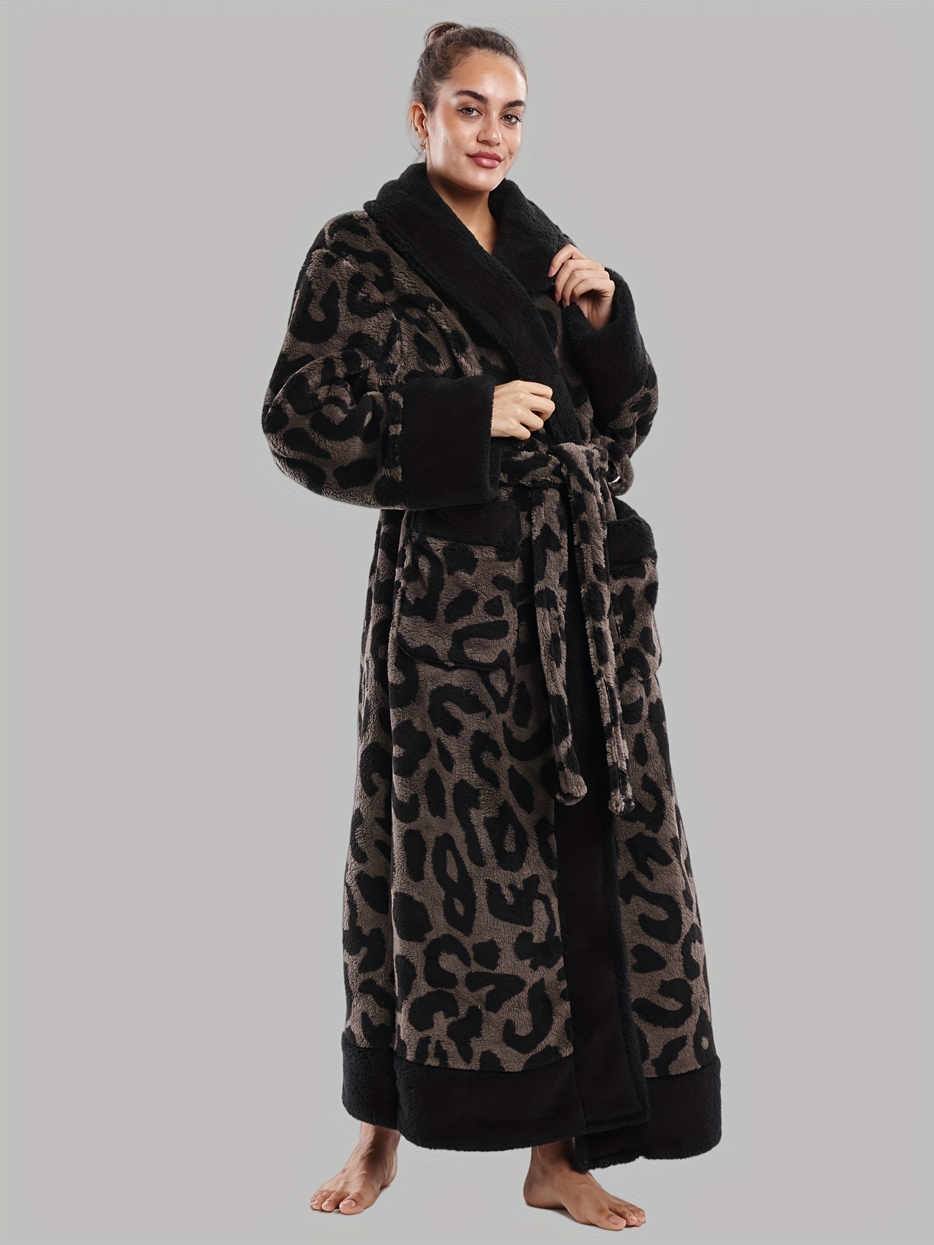 Carnival - Mother'S Day - * * - Leopard Print - Women'S Autumn And Winter -  Home Robe - Long Sleeve Bathrobe - * Dress - Extra Long And Thick - Cozy -  Nightgown - Bathrobe - Gift Packaging - with ...