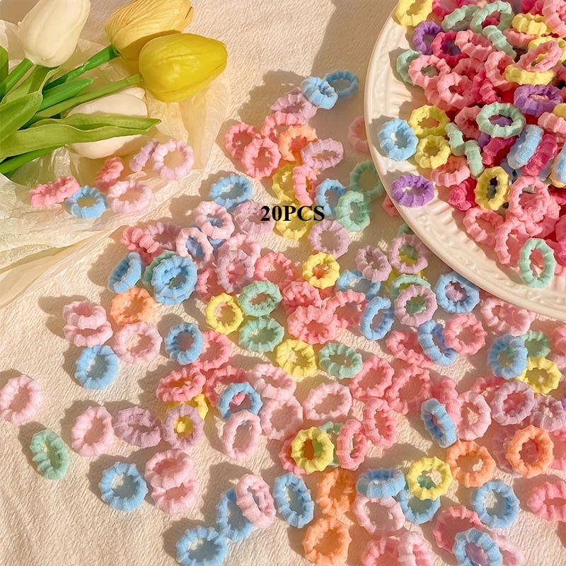 TEMU High-elasticity Threaded Thumb Hair Ties, High Stretch, For Tying, Random Colors, 20pcs