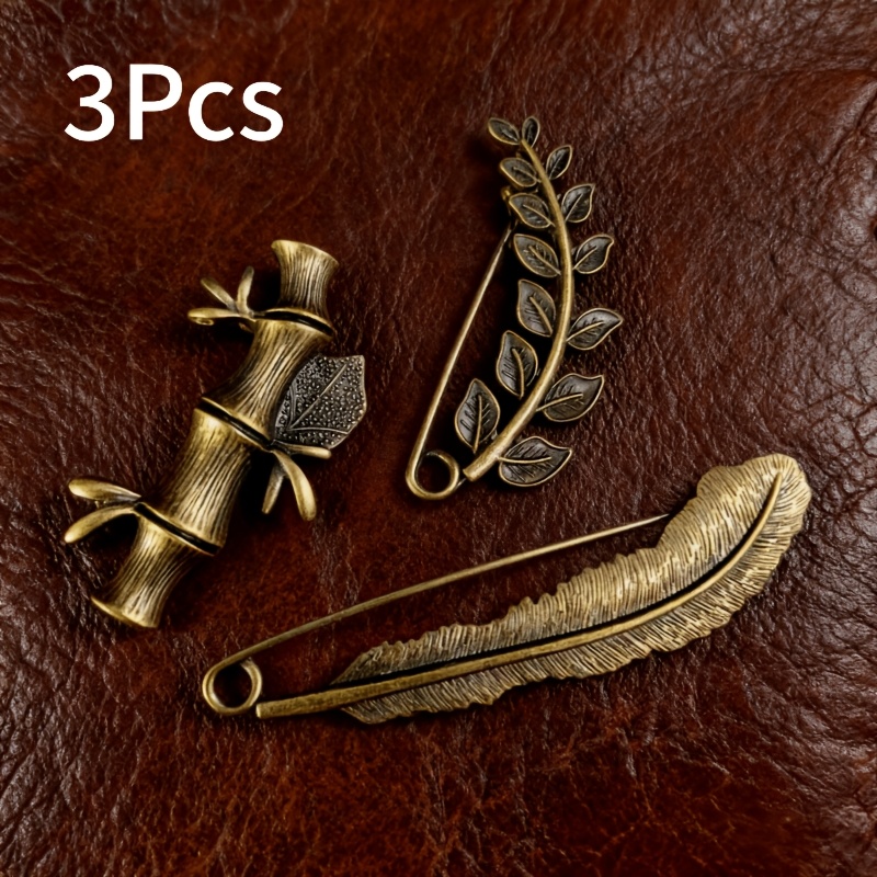TEMU 3pz Spille a Stile Vintage - Spille da in di Rame con Motivi e Geometrici, Decorazioni Durevoli per Abbigliamento, Adatte per Abbigliamento,