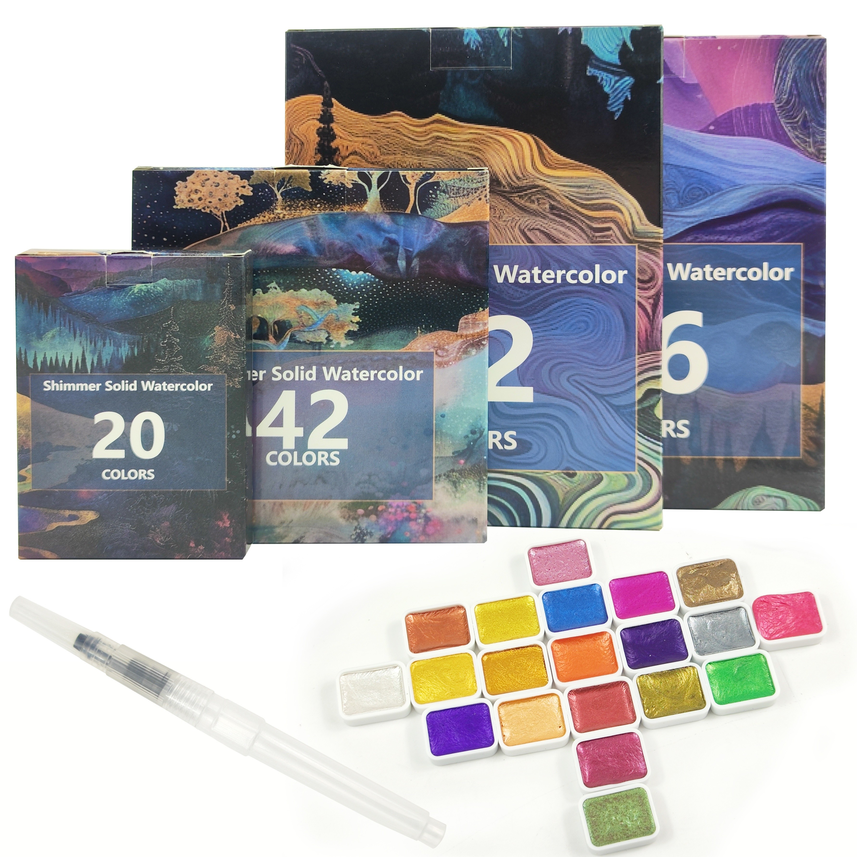 

Kalour Watercolor Paint Set With Brush Pens & Drawing Pencil - 20/42/52/66 Colors, Premium Pp Material, Ideal For Daily Office Art Supplies Multicolor Pen Watercolor Painting Supplies