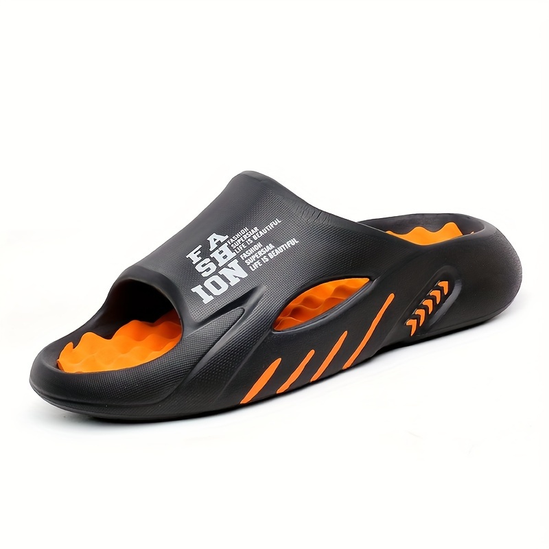 

Men's Alphabet Print Massage Sandals, Casual Non-slip Slippers For Indoor And Outdoor, Men's Open-toe Beach/ Shower Slides