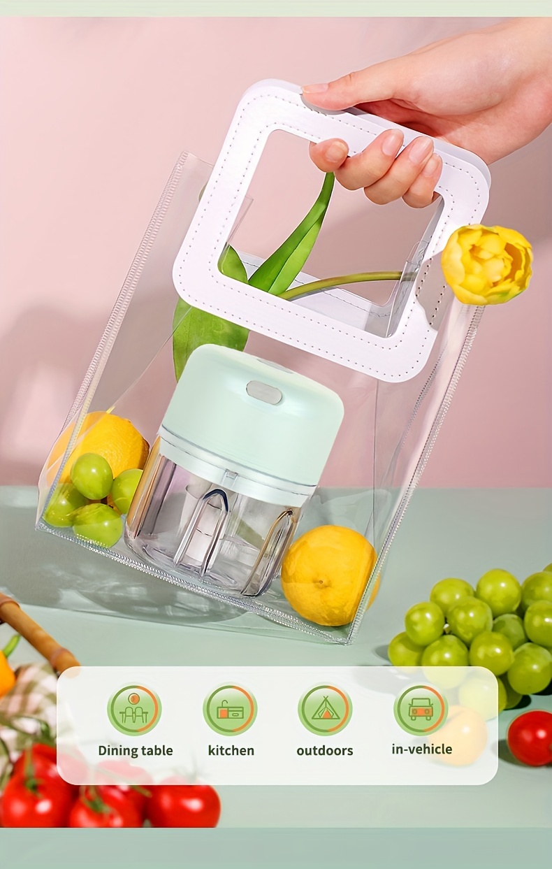 Picadora de ajo eléctrica portátil mini recargable por USB de 100/250 ml - Para picar ajo, jengibre, chile, cebolla, carne