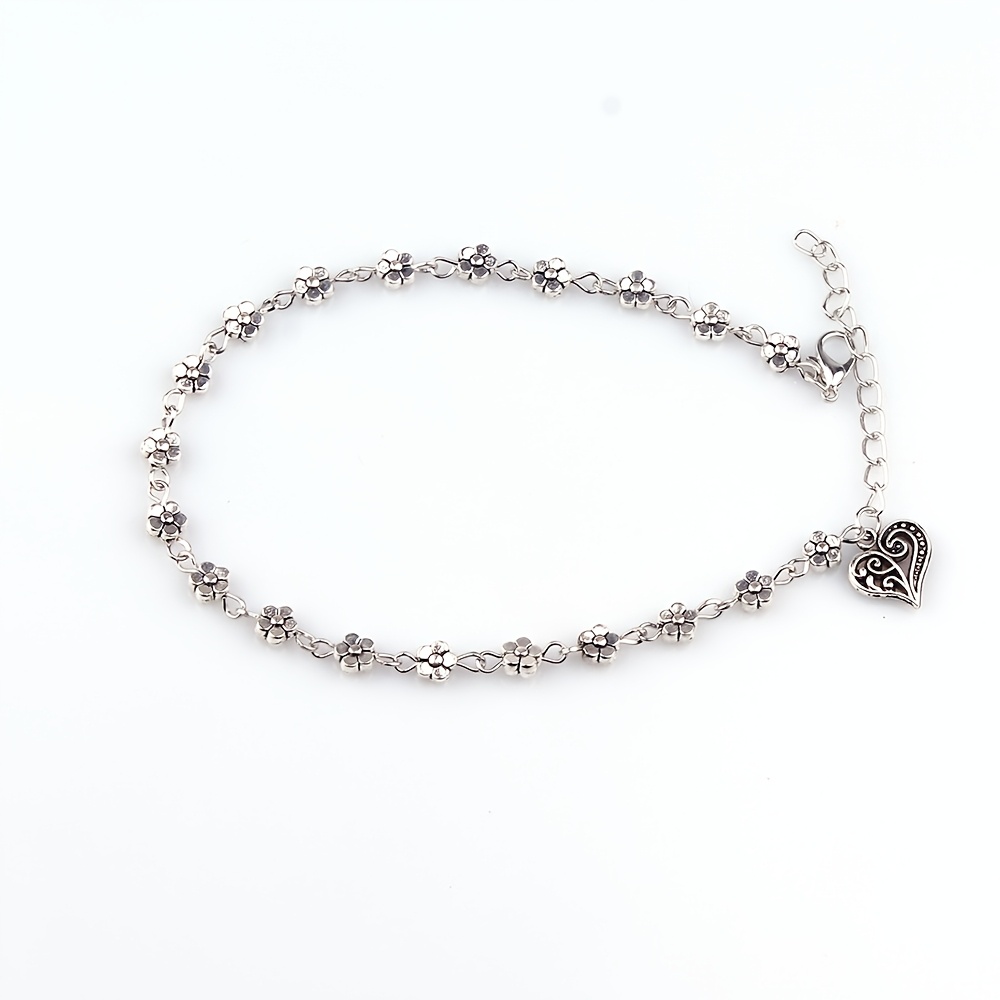 TEMU Hollow Heart-shaped Five-petal Plum Foot Jewelry Anklet
