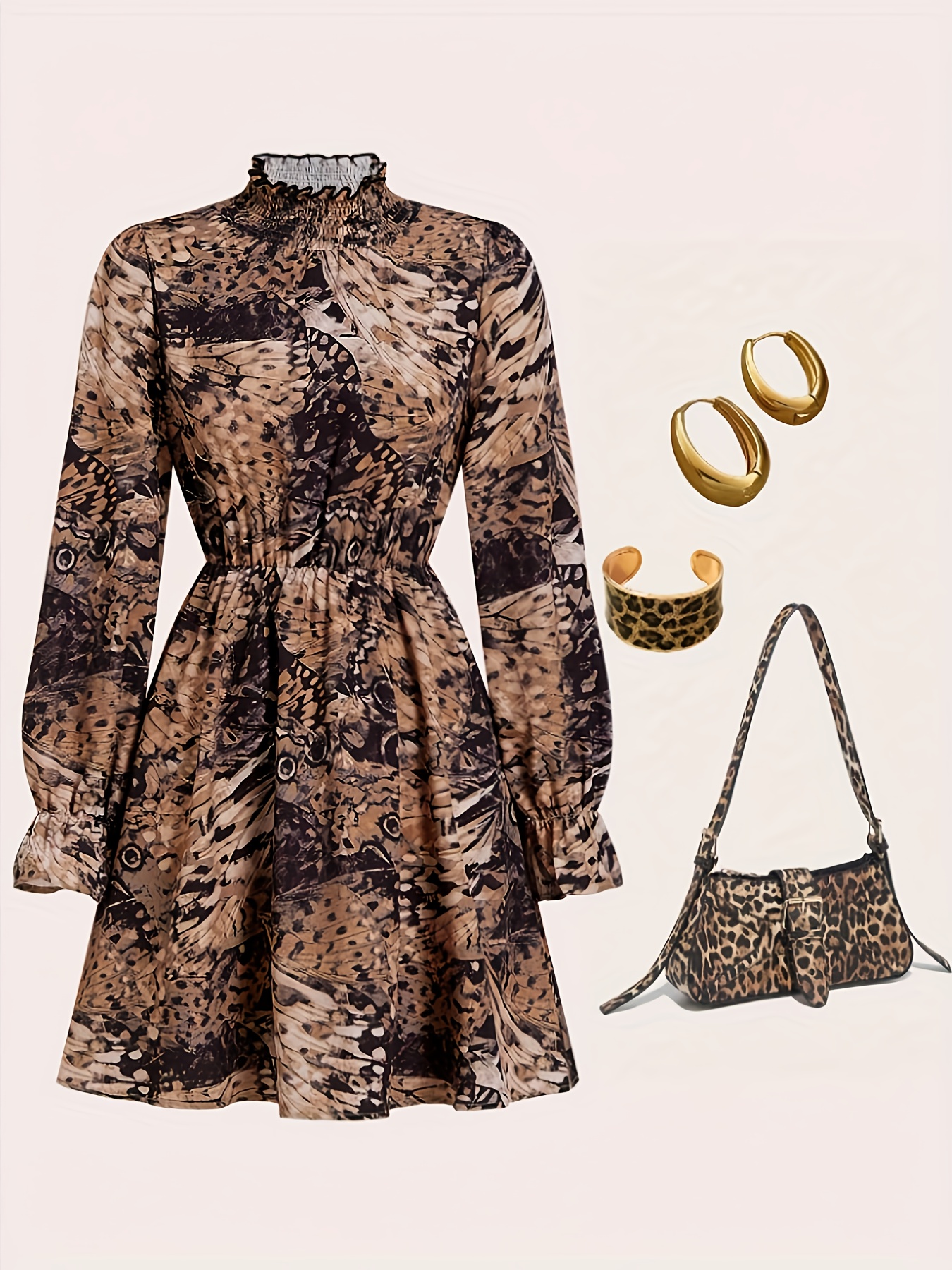 leopard print dress womens bridesmaid dress long sleeve crop - Temu Cyprus