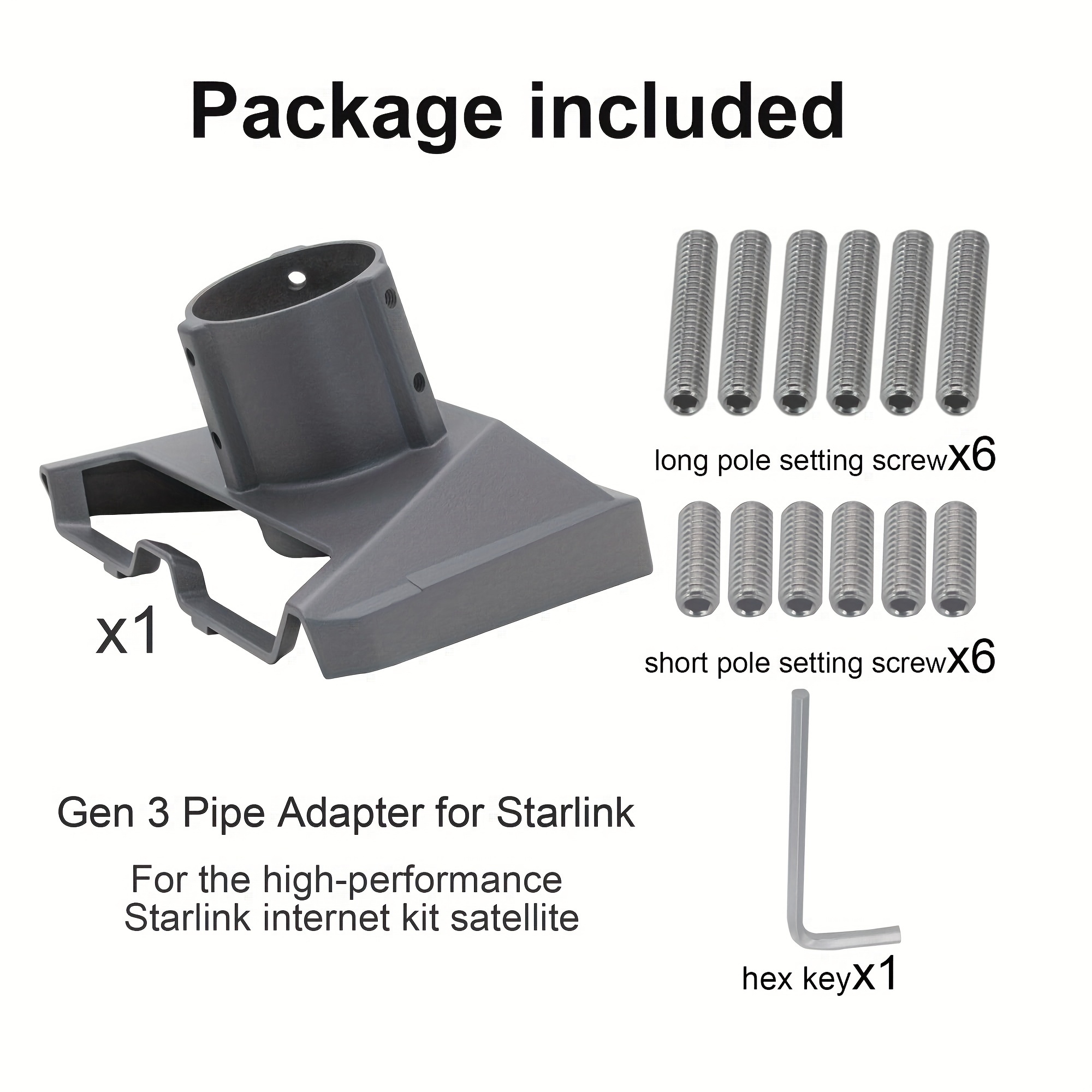 Support Réglable Pour Antenne Starlink Gen 3 - Montage Sur Poteau (2-2,8 Cm) - Pour Toits, Camping-cars, Bateaux - Acier Inoxydable