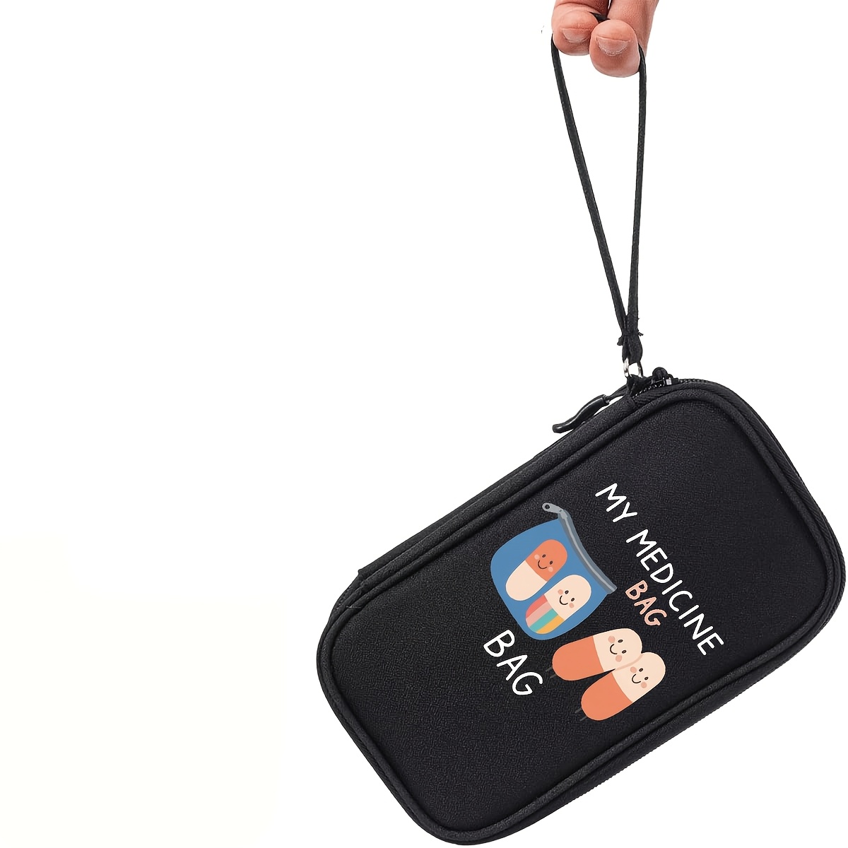 TEMU " Bag" Capsule Print Zipper Empty Medicine Bag, Categorized Compartment Design Empty Medicine Storage Bag Cable Storage Bag Travel Portable