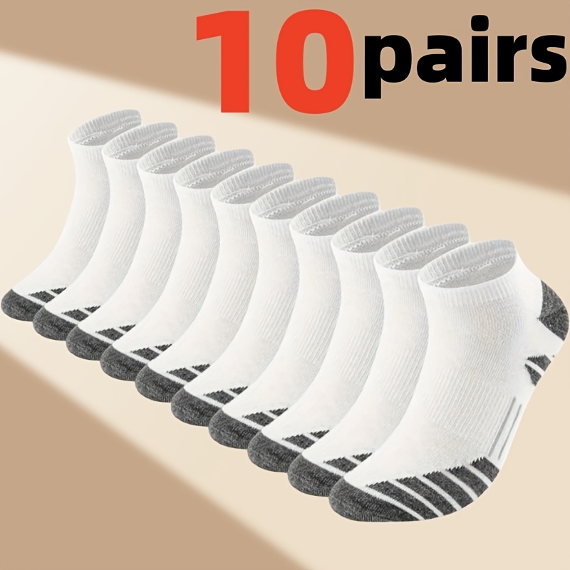 TEMU 10 Pairs Men's Breathable Shock-absorbing Arch Support Sports Socks, 10pcs Random Color Men's Socks, Women's Socks, Outdoor Socks, Casual Socks,