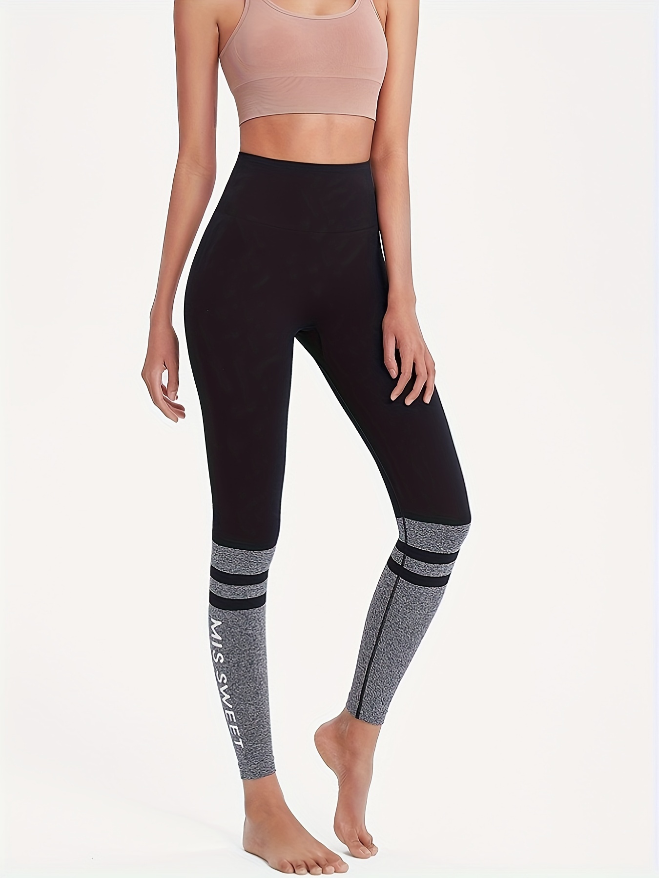 Leggings Yoga Estampado Letras Leggings Deportivos Cintura - Temu