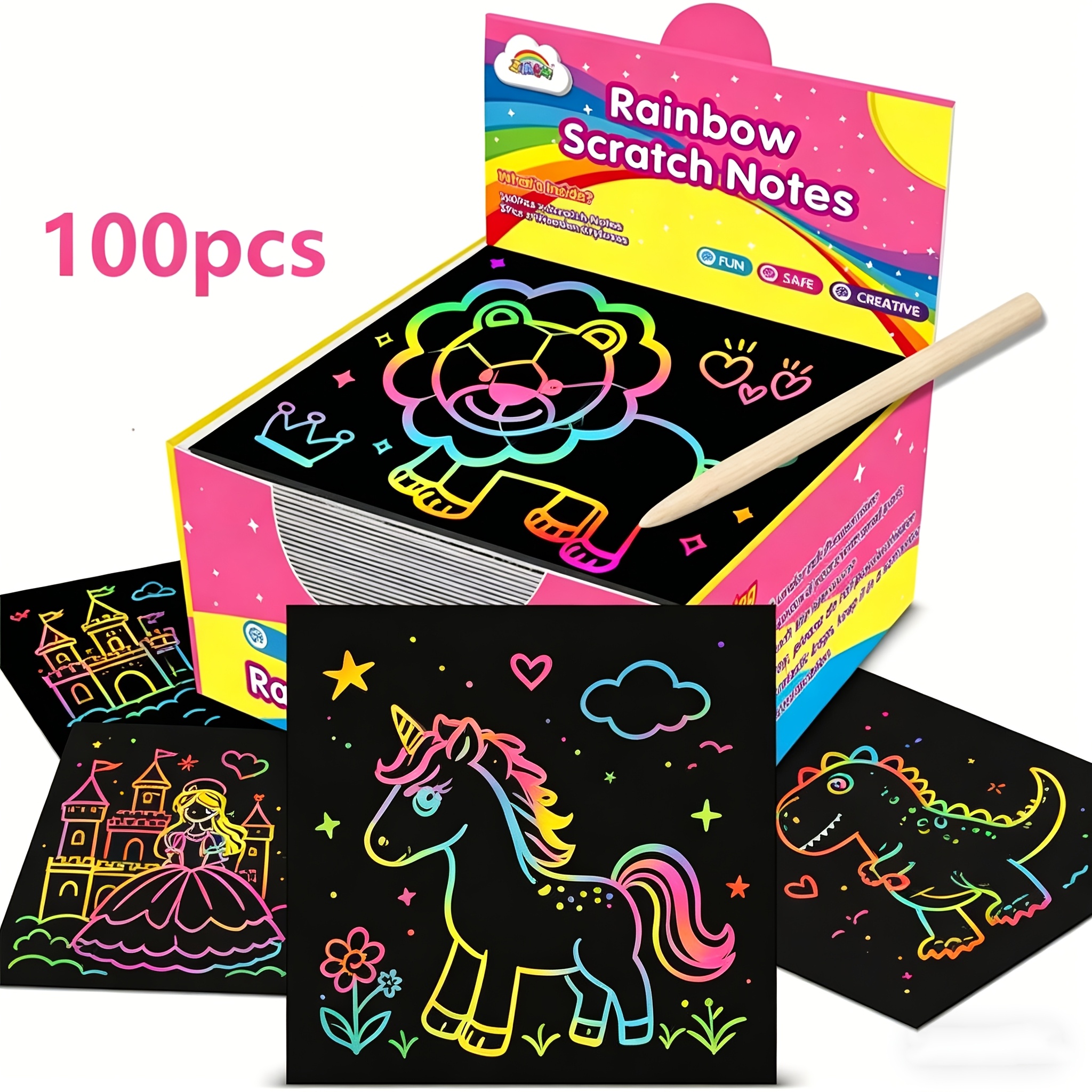 100pcs Scratch Paper Art Set for Kids
