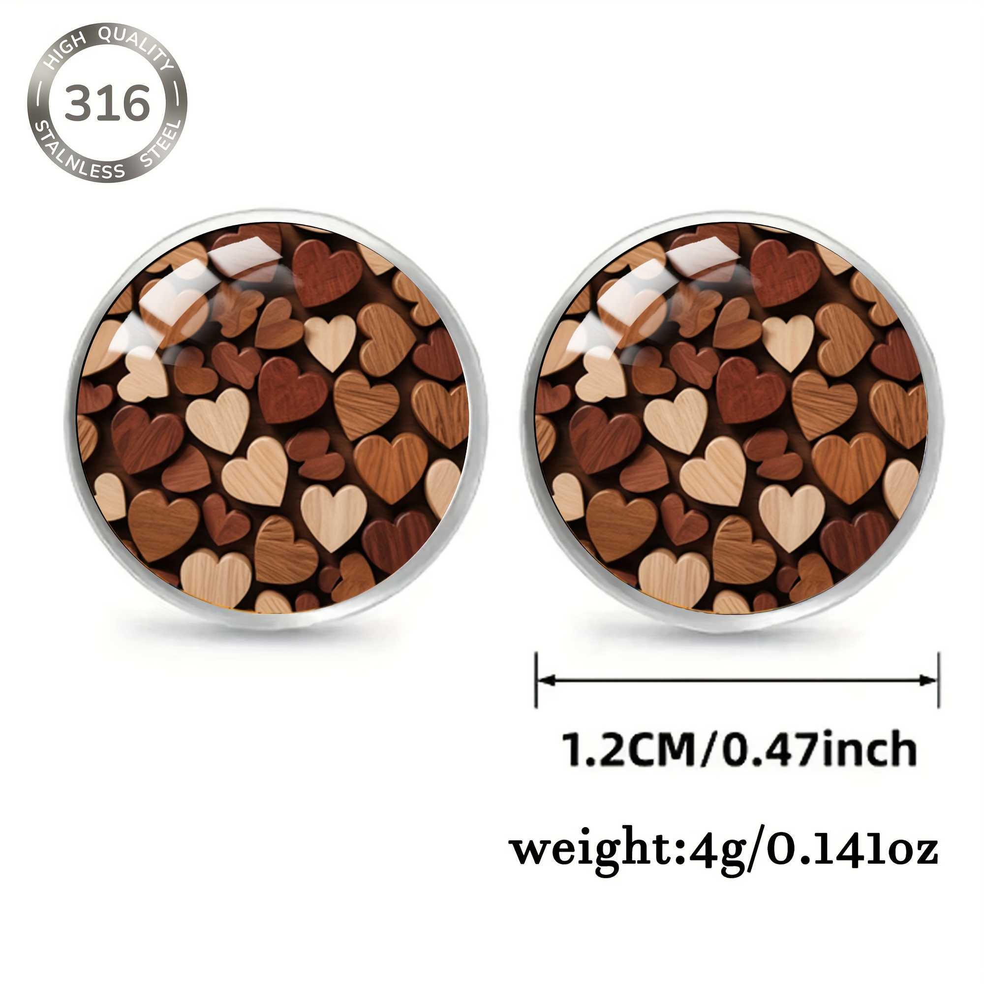 Heart-Patterned 316 Stainless Steel Earrings, Everyday Style