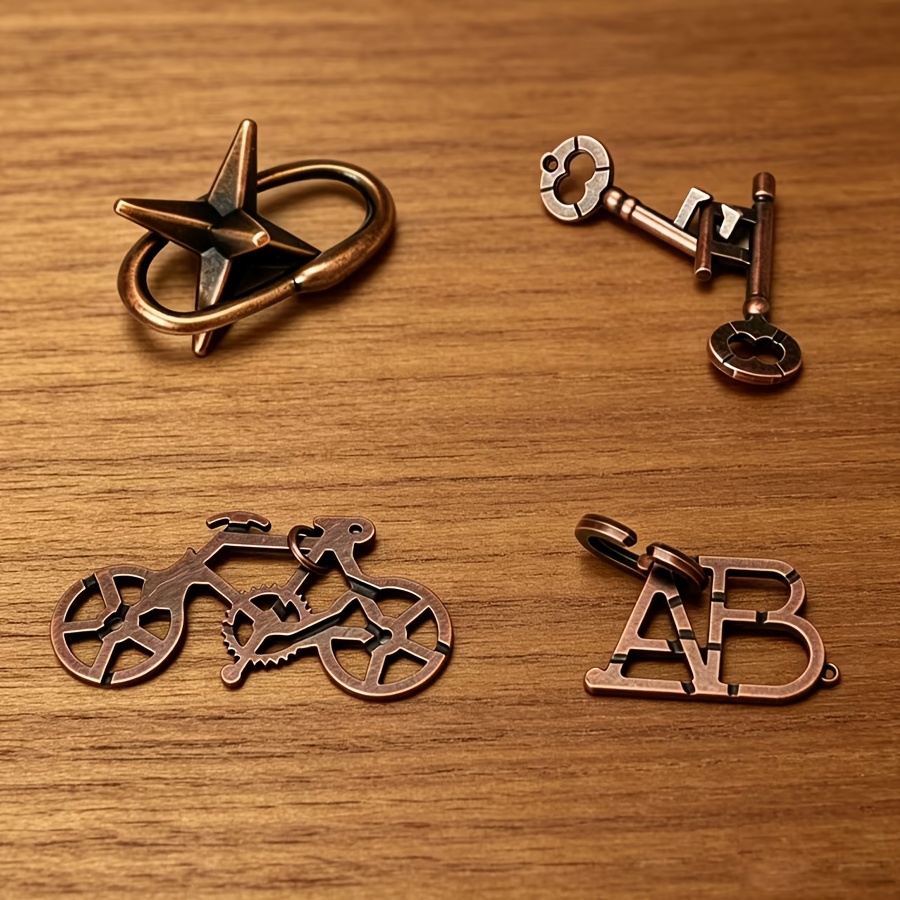 4pcs/Set Metal Puzzle Ring Disassembly Challenge