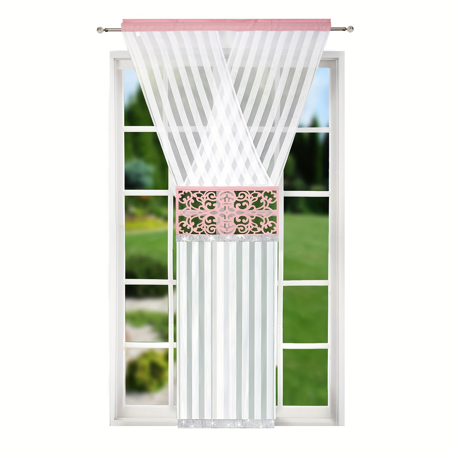 1pc Lam428jg187 Model Carved Thread Diamond Gauze Curtains, Bedroom, Living Room Curtains, Window Decorations
