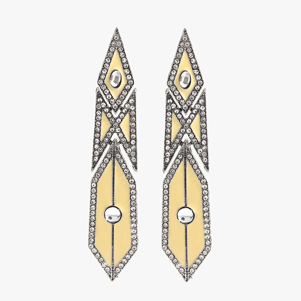 TEMU Elegantes aretes colgantes de esmalte con lentejuelas de geométricas y brillantes, aretes colgantes con forma vintage para mujer, adecuados para