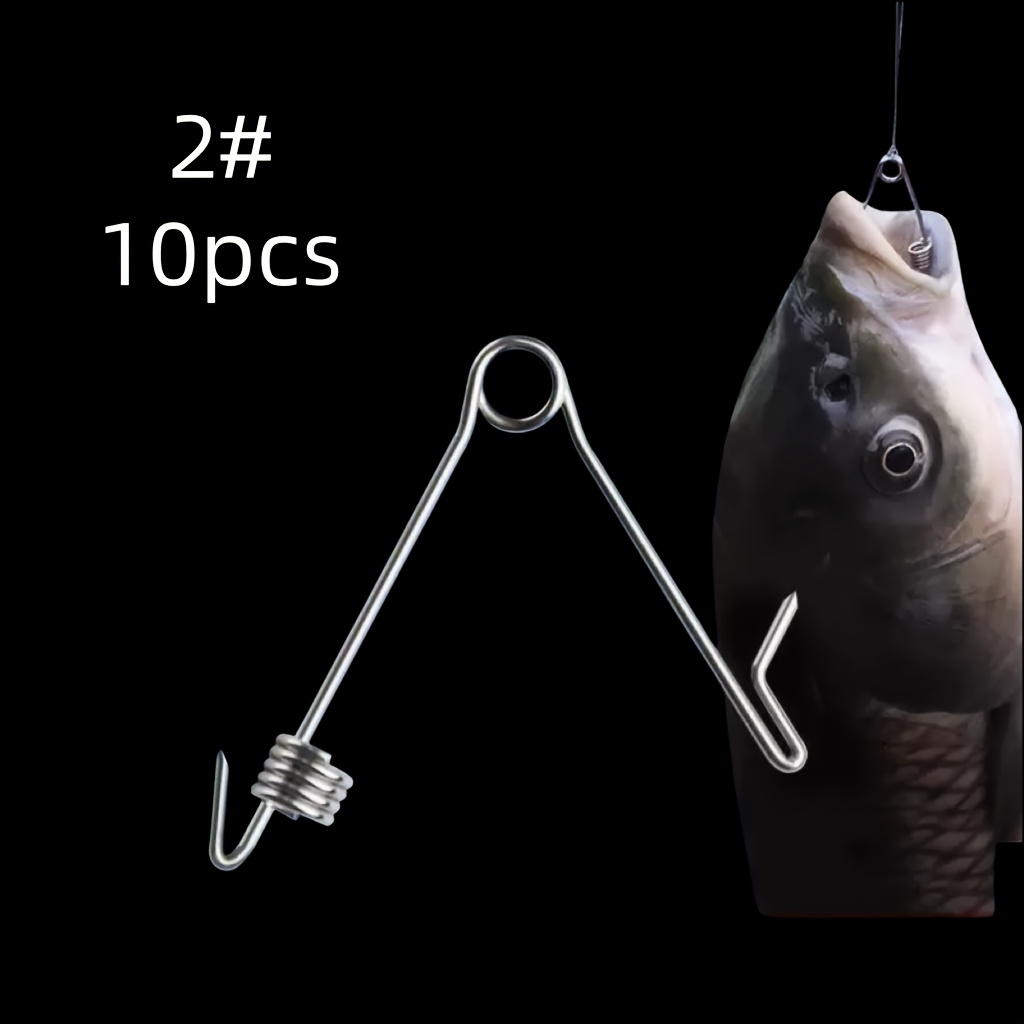 TEMU 10pcs/set Automatic Fishing Hooks, Tools, Lazy Fishing Device, Spring-loaded Fishing Hooks, Outdoor Fishing Gear, Fishing Supplies