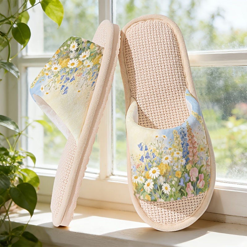 TEMU -friendly Slippers With Sole & Insole - Open-toe Indoor Suitable For, Suitable For Home, Bedroom, Living Room - For, Birthday Present, Women
