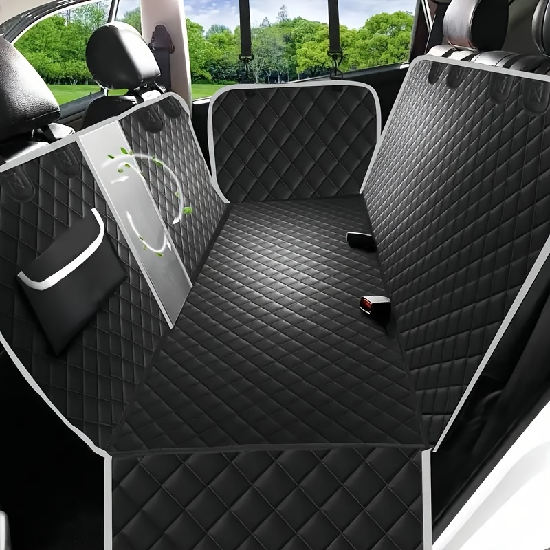 TEMU Car Seat Cover, Durable Scratch-resistant Dog Car Hammock With Mesh Viewing Window And Storage Pockets For Cars/suvs/trucks