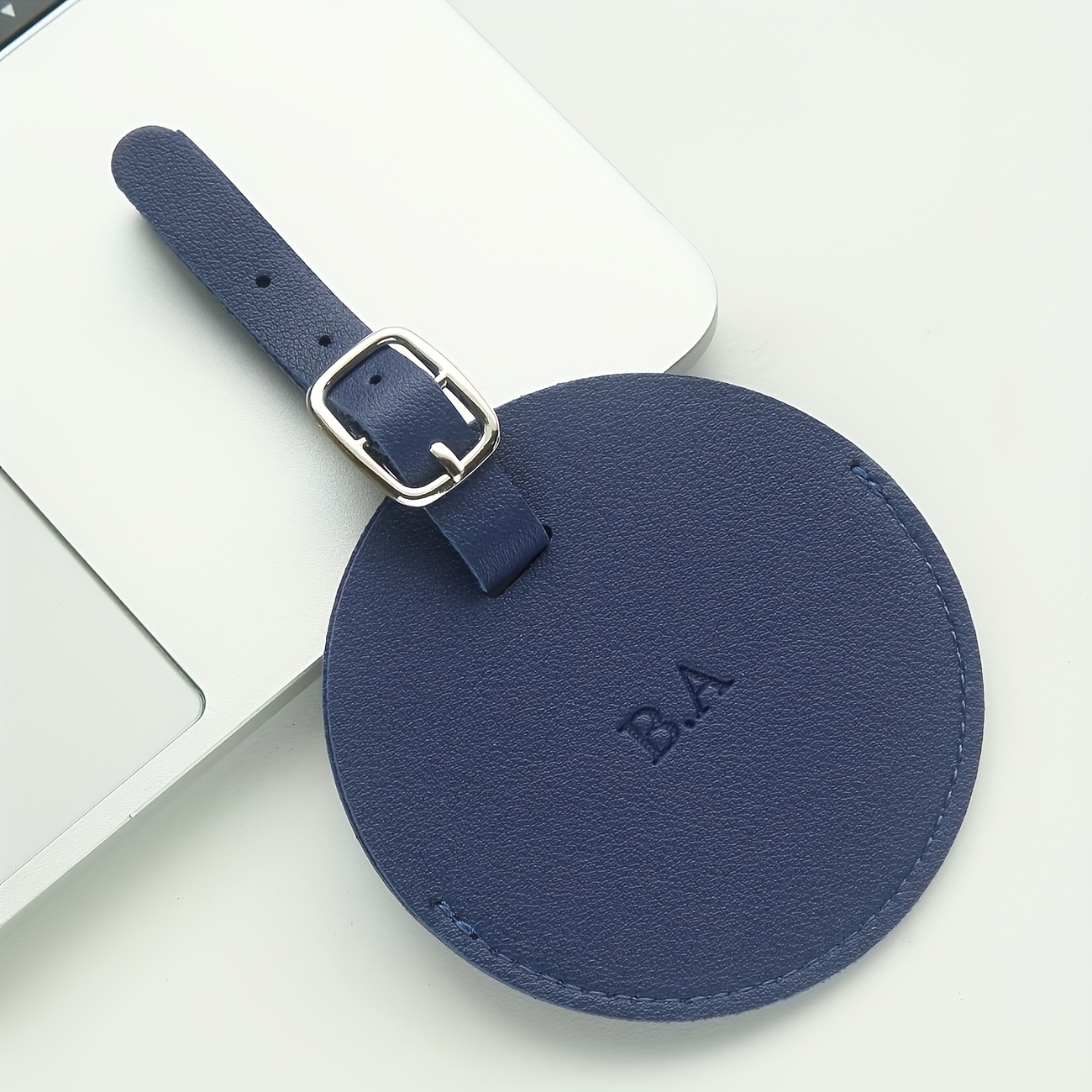 Personalized Round Luggage Tag with Initial, Custom Travel Accessory