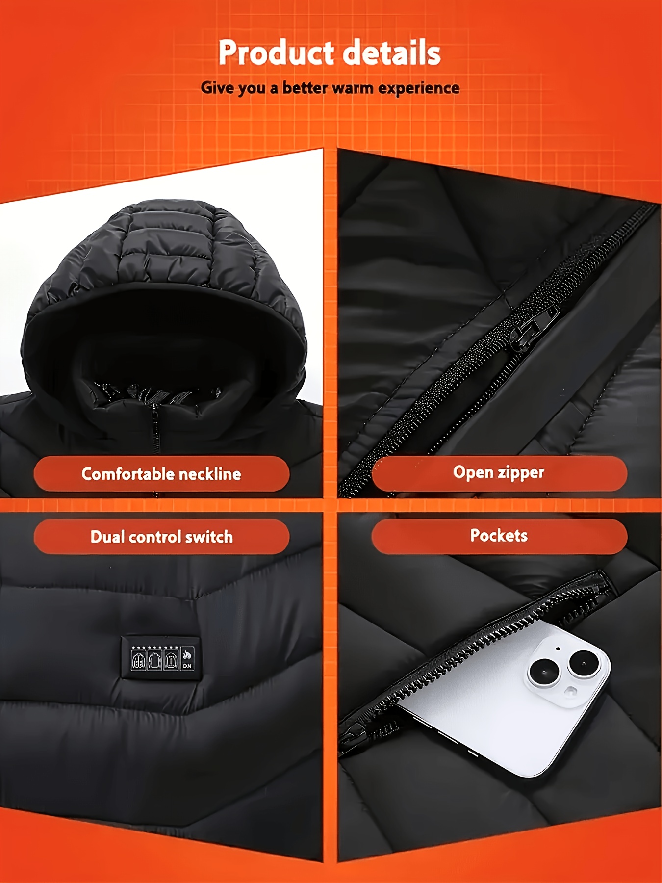 Men's Heated Jacket with USB Electric Coat