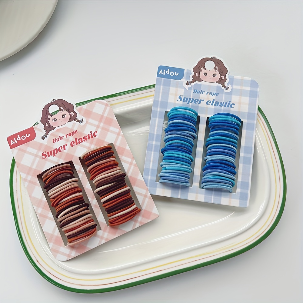 60pcs/Card Easy Basic Small Hair Tie Elastic No Damage