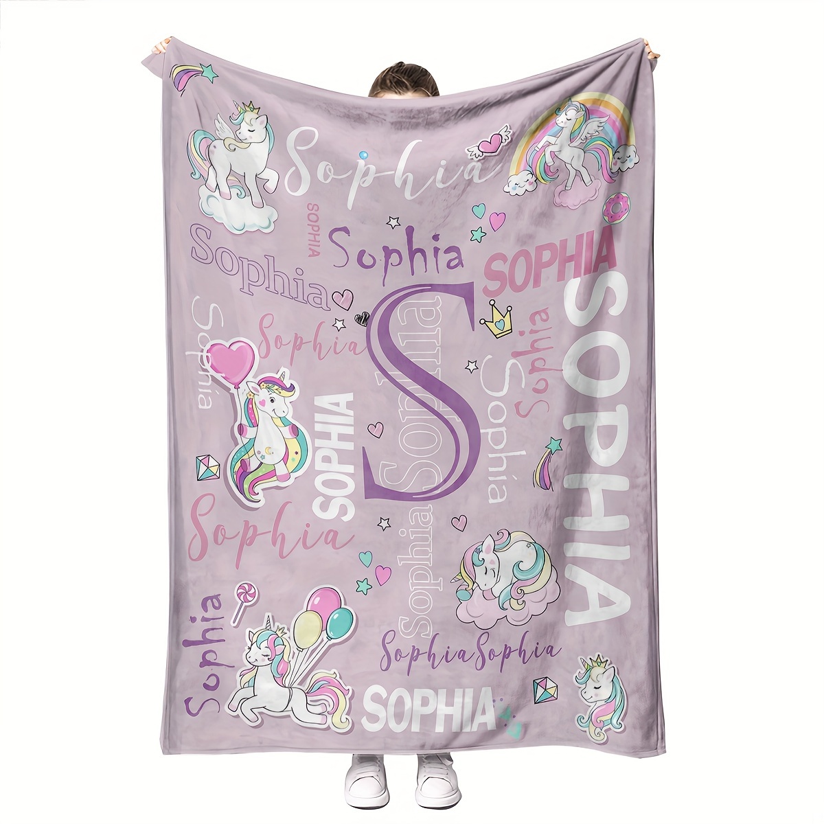 

Personalized Unicorn Flannel Throw Blanket - Contemporary Style, Custom Name, Machine Washable, All Season, , 100% Polyester, For Unicorn Enthusiasts