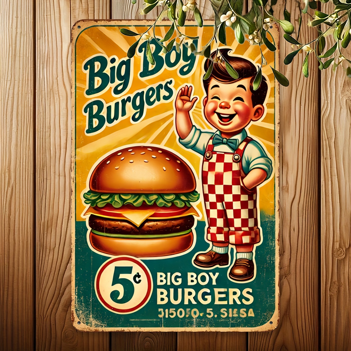 

Vintage Hamburger Sign Decor Metal Plate, Classic Diner Style For Home, Bar, Club, Man Cave, Patio, Garage - Retro Tin Signage, 8 X 12 Inch (20x30cm), Iron Construction