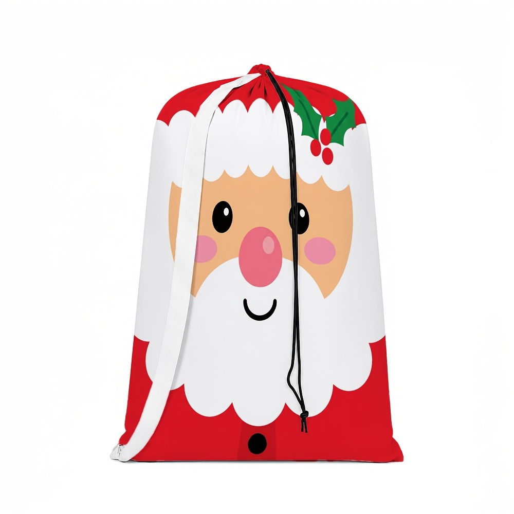 TEMU 1pc Contemporary Pop Art Giant Drawstring Storage Bag Festive Icon Large Holiday Sack With Wide Shoulder Strap For Christmas Events, Birthday