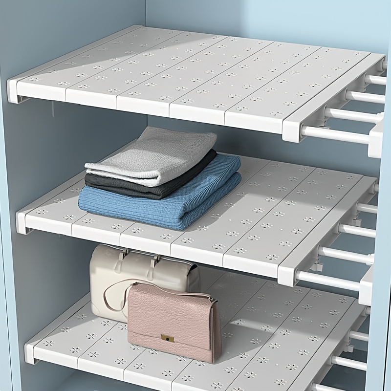 TEMU Organisateur d'étagère extensible robuste blanche pour - Support de séparation antidérapant réglable pour chaussures, salle de bain, placard et