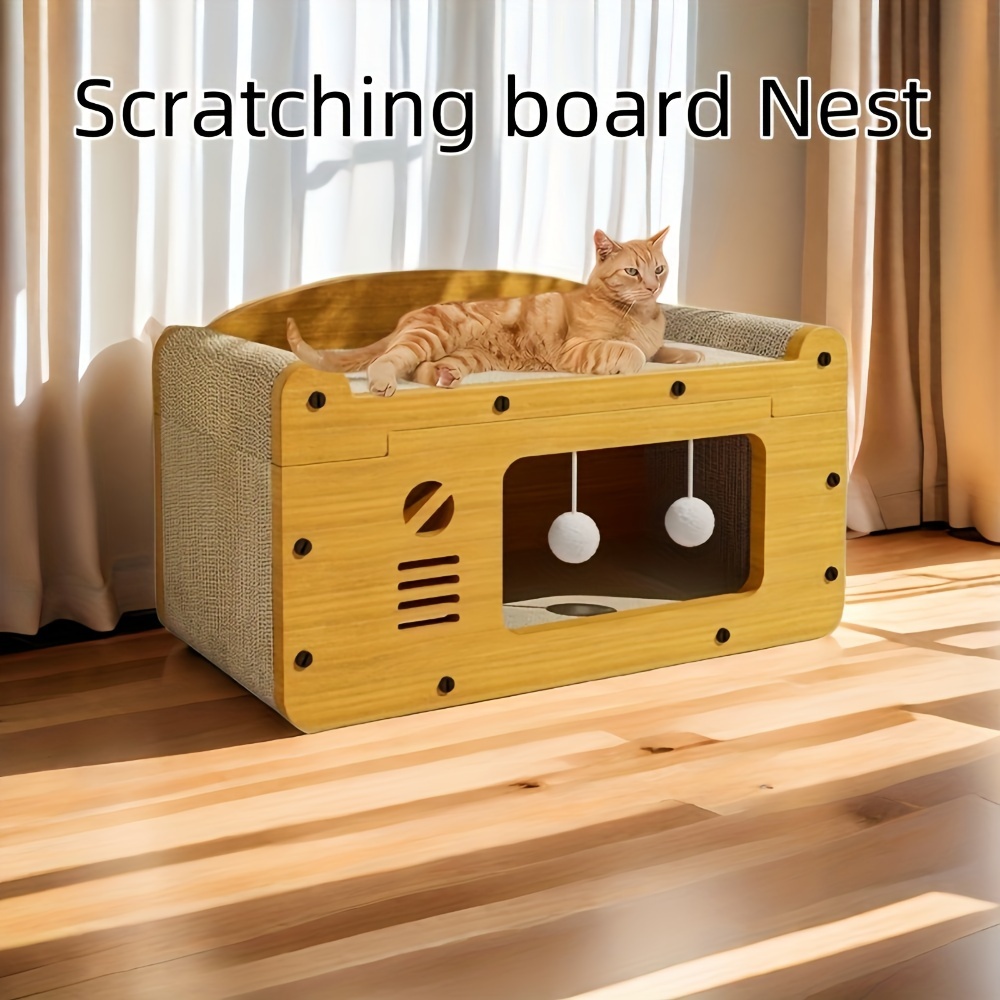 

Extra-large Cat Scratching House With Cardboard Nest - Indoor For Cats, Cat Toys