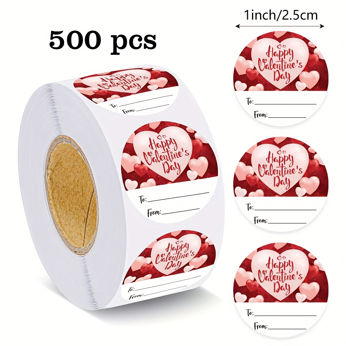 

500 Stickers Per Roll, Valentine's Day Gift To/from Self-adhesive Labels, 1-inch Valentine's Day Gift Tags For Diy Packaging, Stickers For Cards And Envelope Sealing Decoration, Pvc Adhesive Decals.