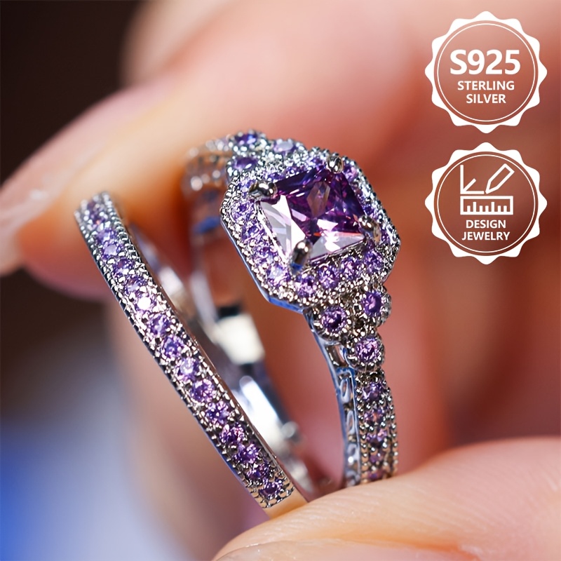 Image of 1 S925 Silvery Ring With 6 Carats Of Inlaid Cubic Synthetic Zirconia, Luxurious Yet Simple, Stylish And Elegant. Suitable For Daily Wear. A Gift For , Or A Holiday Present.