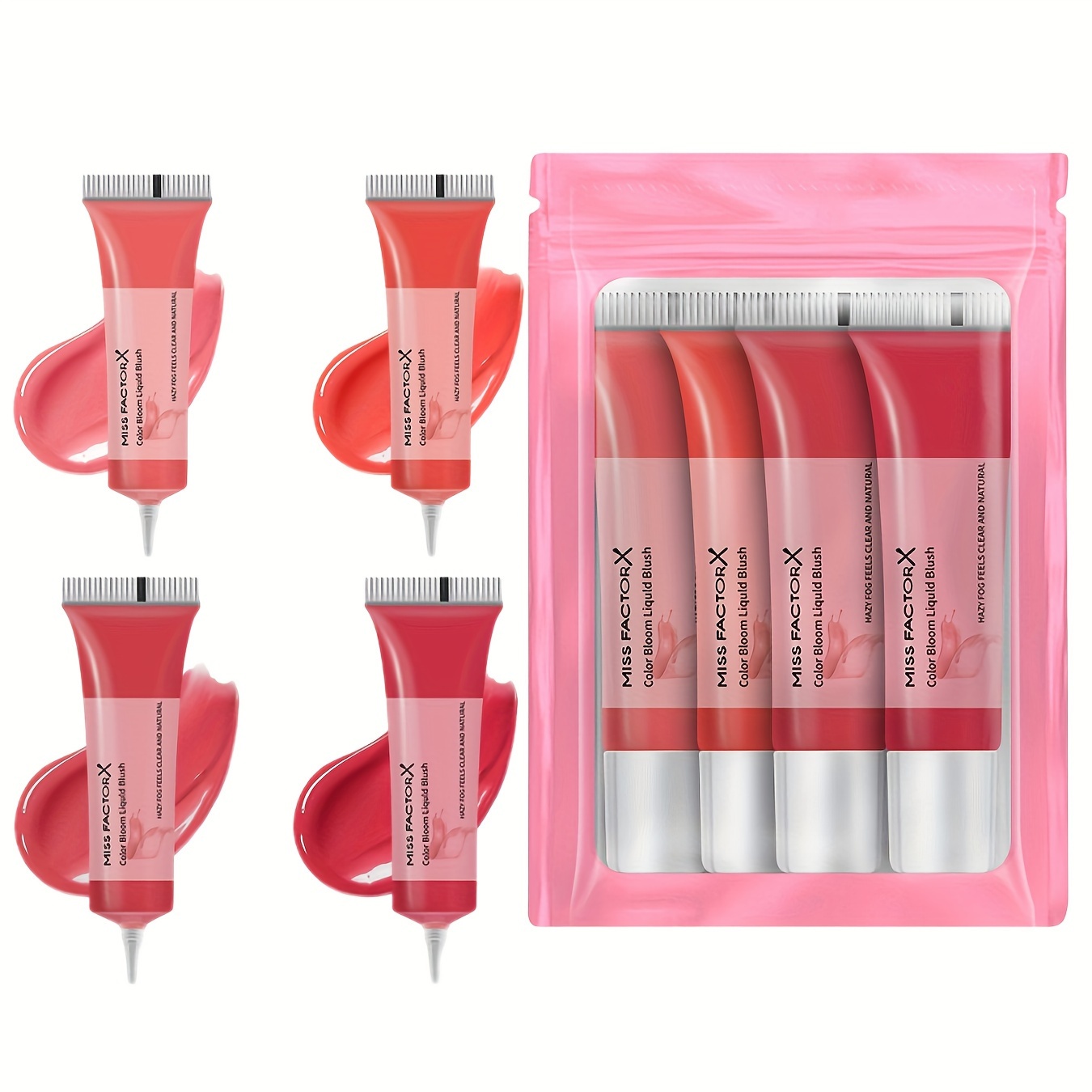 

4-color Liquid Blush Set 10ml × 4pcs Lasting Matte Natural Contouring Bright Color Lipstick Gift Set Party Gift