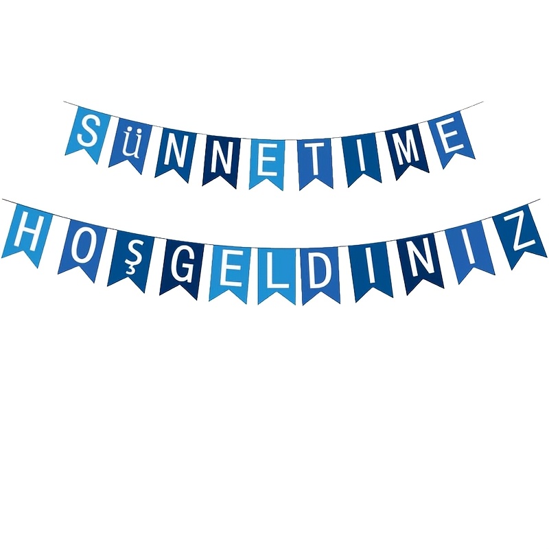 Image of 20pcs/set Party Banner Flags, Blue "welcome To The Bris Ceremony" Banner, Gift Decorations, Banner Flags, Bris Decorations, Ornaments